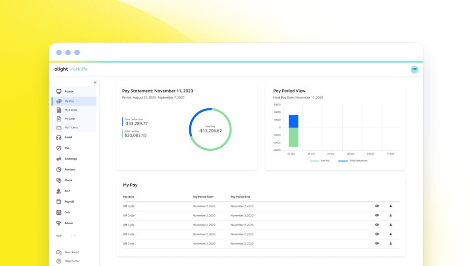 Alight Worklife payroll employee pay statements